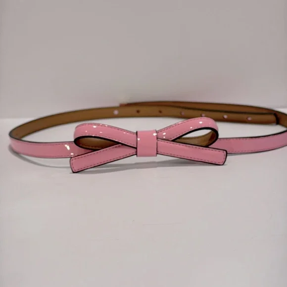 Kate Spade Pink Patent Leather Shoestring Bow Belt (size medium) - Picture 3 of 7